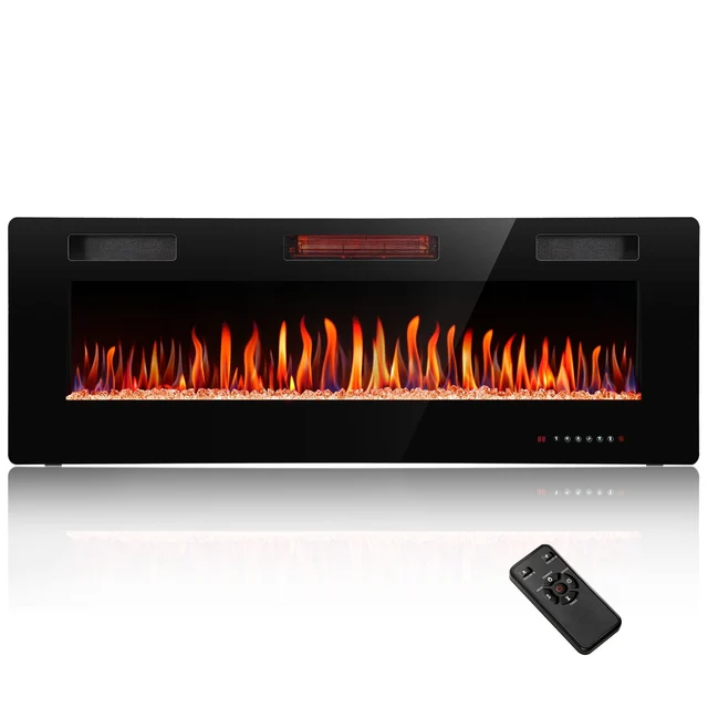 R.W.FLAME 60" Recessed & Wall-Mounted Electric Fireplace