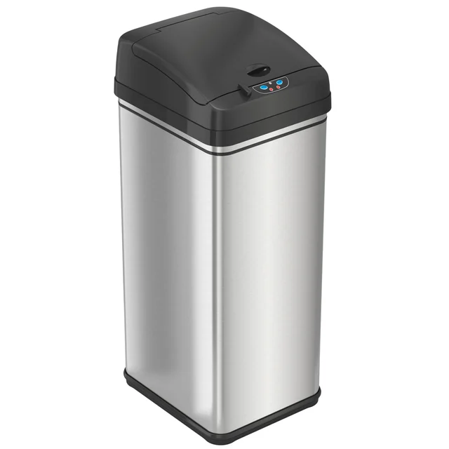 iTouchless 13-Gallon Extra-Wide Stainless Steel Sensor Trash Can with AbsorbX Odor Filter