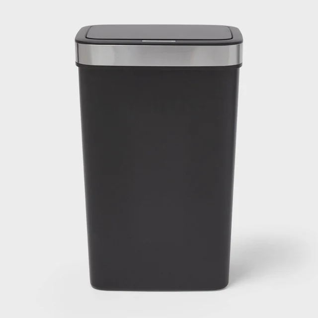 Brightroom 13-Gallon Resin Motion Sensor Trash Can with Stainless Rim